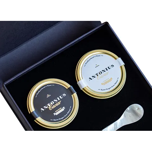 50g Siberian Caviar + 50g Oscietra Caviar + Mother Pearl Spoon and Box