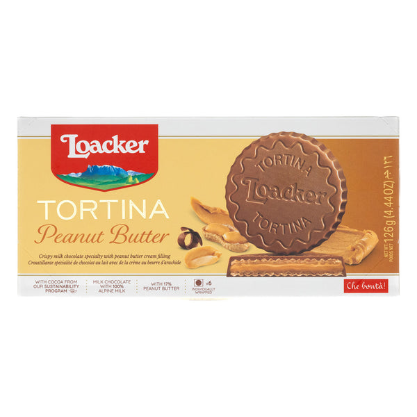 Tortina  Dark Peanut Butter 3 Pcs -21 g Loacker From Italy