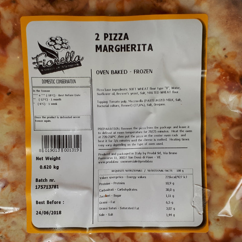 Frozen Pizza Margherita 2 Pcs (11' -28Cm) - Good Food